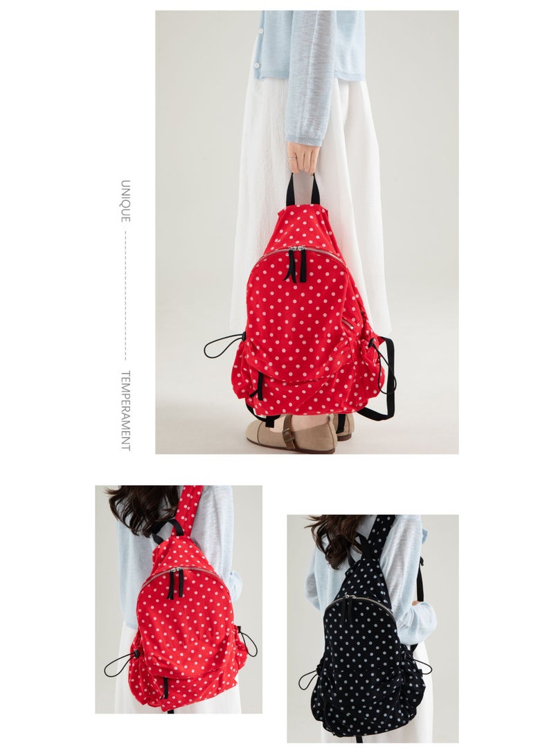 Korean Style Polka Dot Ultra-Light Backpack for Women, Large Capacity Daypack - Image 4
