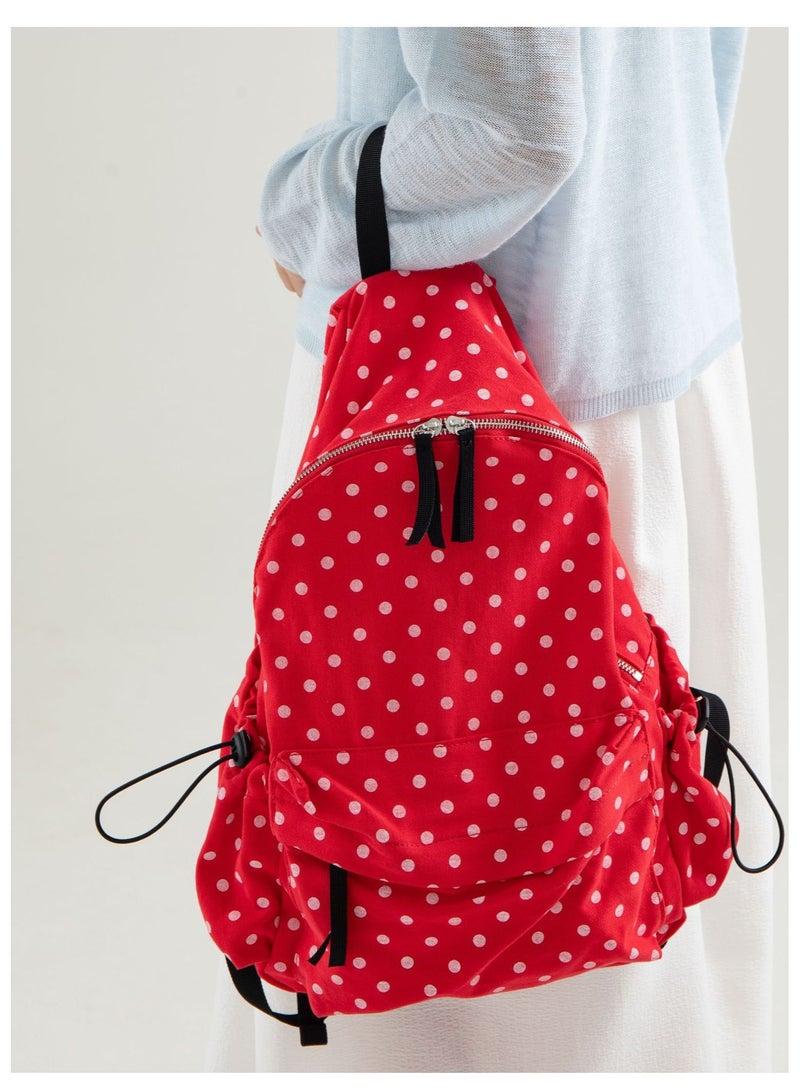 Korean Style Polka Dot Ultra-Light Backpack for Women, Large Capacity Daypack - Image 3