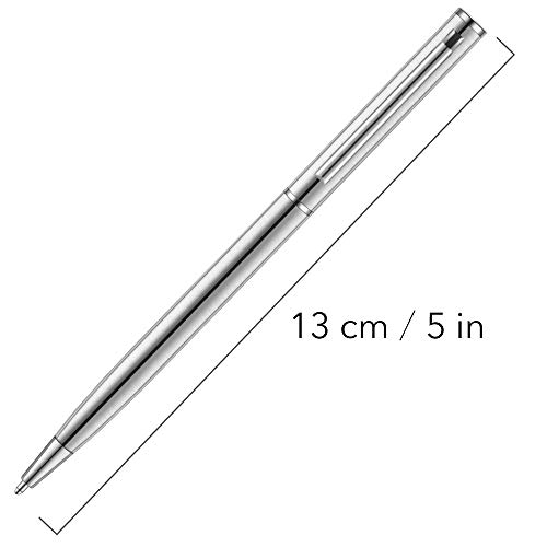 Unibene Slim Stainless Steel Retractable Ballpoint Pens, Nice Gift for Business Office Students Teachers Wedding Christmas, Medium Point(1 mm) 6 Pack-Black ink - Image 3