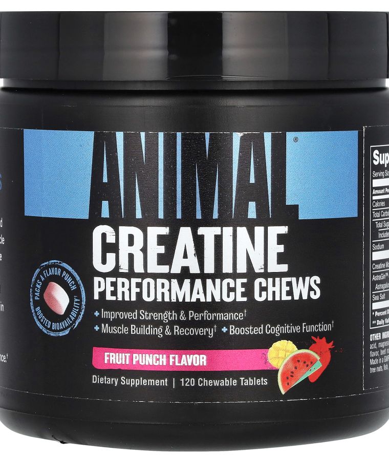 ANIMAL Creatine Performance Chews Fruit Punch 120 Chewable Tablets