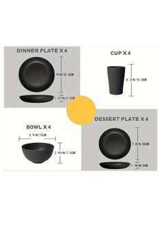 McDou 16-piece noble pure black plastic student bowl, plate, cup and tableware set  - Image 2