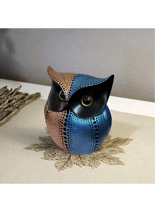 Xtore® Modern Classy Lucky Owl Resin Art Figure Showpiece -(Pack of 1, Pink & Blue) - Image 1