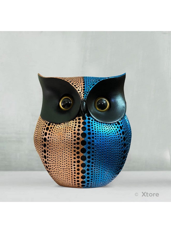 Xtore® Modern Classy Lucky Owl Resin Art Figure Showpiece -(Pack of 1, Pink & Blue) - Image 2