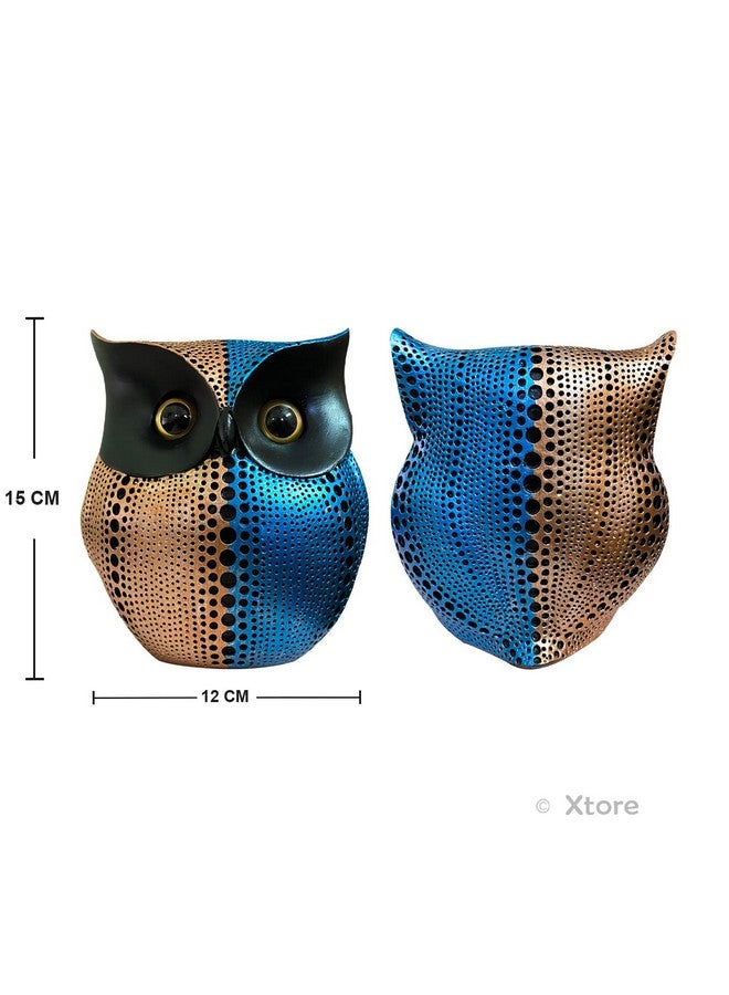 Xtore® Modern Classy Lucky Owl Resin Art Figure Showpiece -(Pack of 1, Pink & Blue) - Image 4