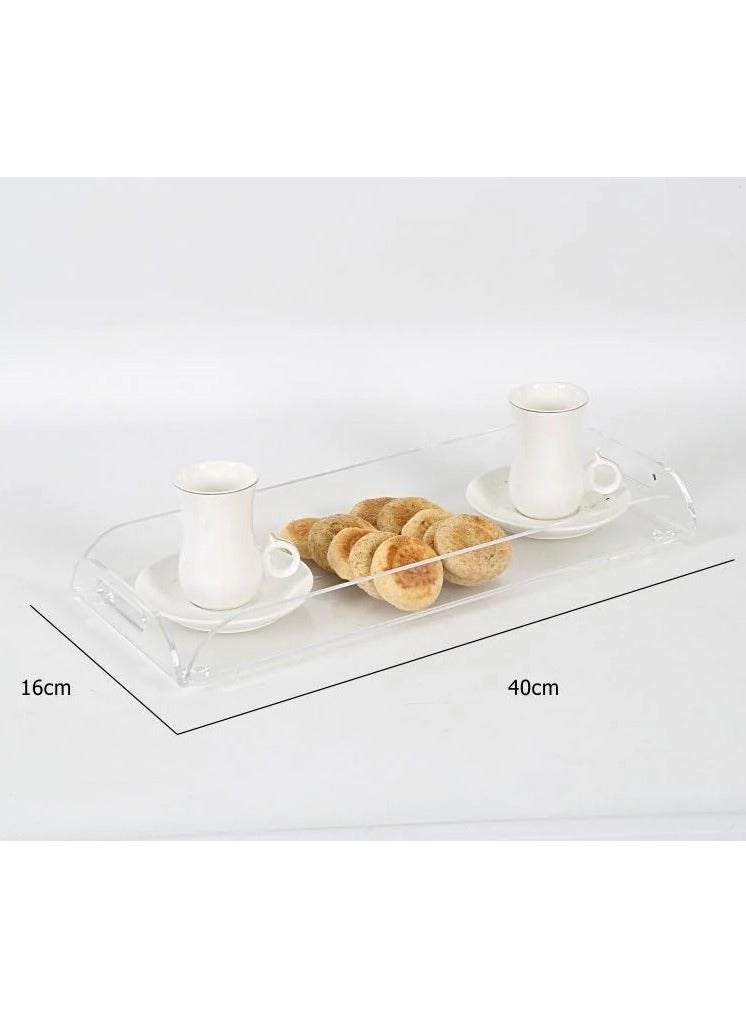 SMARTPOINTS Serving Platter Clear Serving Tray With Handles Multipurpose Decorative Acrylic Tray, 40*16 cm - Image 5