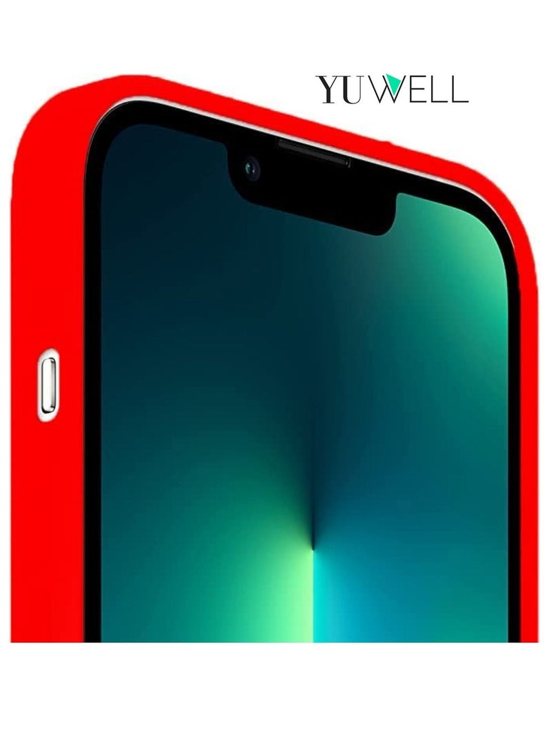 Yuwell iPhone 14 Case Silicone Shockproof Protective Case Cover 6.1 Inch Soft Liquid Gel Rubber iPhone 14 Silicone Case Red - Image 2