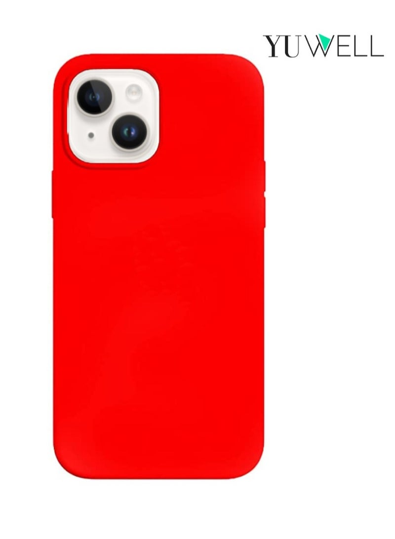 Yuwell iPhone 14 Case Silicone Shockproof Protective Case Cover 6.1 Inch Soft Liquid Gel Rubber iPhone 14 Silicone Case Red - Image 1