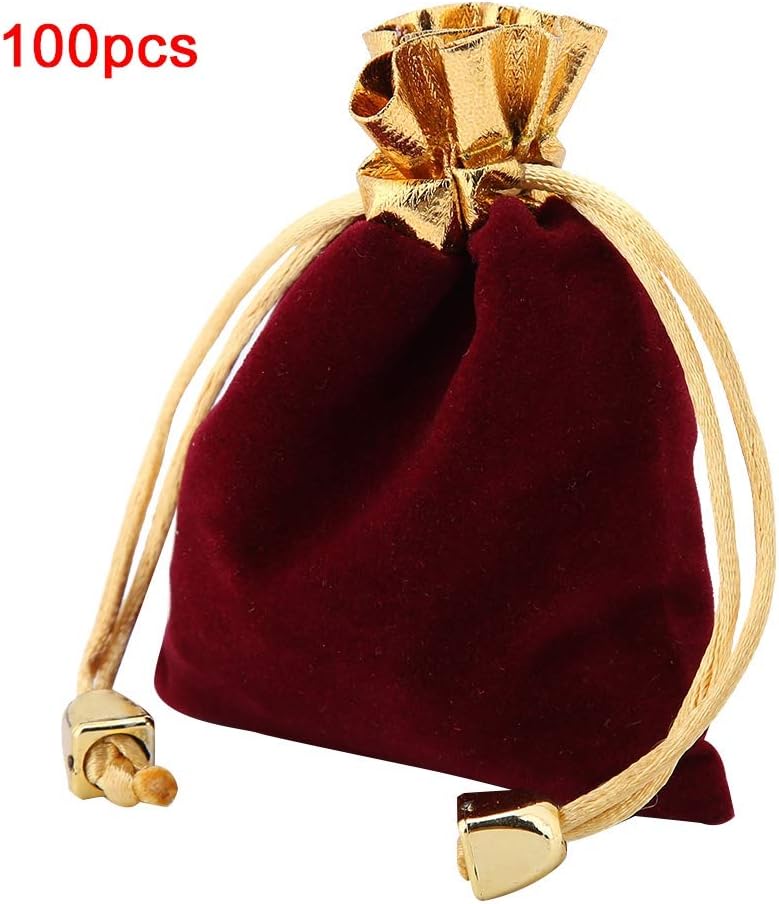 كلاراكو حقيبة مجوهرات، حقيبة تخزين واقية ناعمة للمجوهرات (ساعات، أقراط، أساور) مع رباط ذهبي، حقيبة مجوهرات متعددة الوظائف، حقيبة هدايا وحلوى للاستخدام في حفلات الزفاف (2#) - Image 3