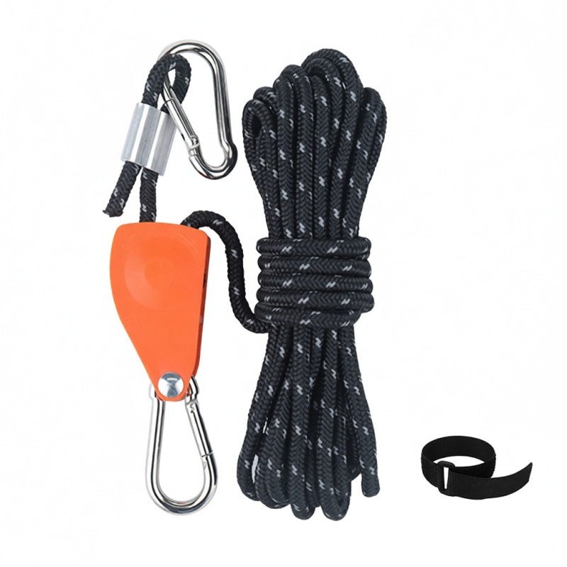HIKEMAN Tie-Down Rope 6mm-5Meters Zinc Alloy Inner Reel Anti-Loose Rope Clip - Reflective Design Tent Windproof Rope for Outdoor Camping Awning Setup - Image 1