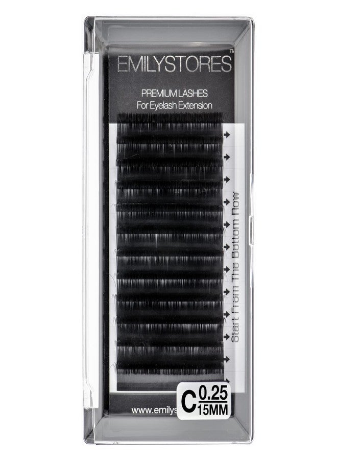 EMILYSTORES Eyelash Extensions 0.25mm Thickness C Curl 15mm Length For Lash Extensions Volume Individual Semi-Dull Black Eyelashes(0.25,C,15mm) - Image 1