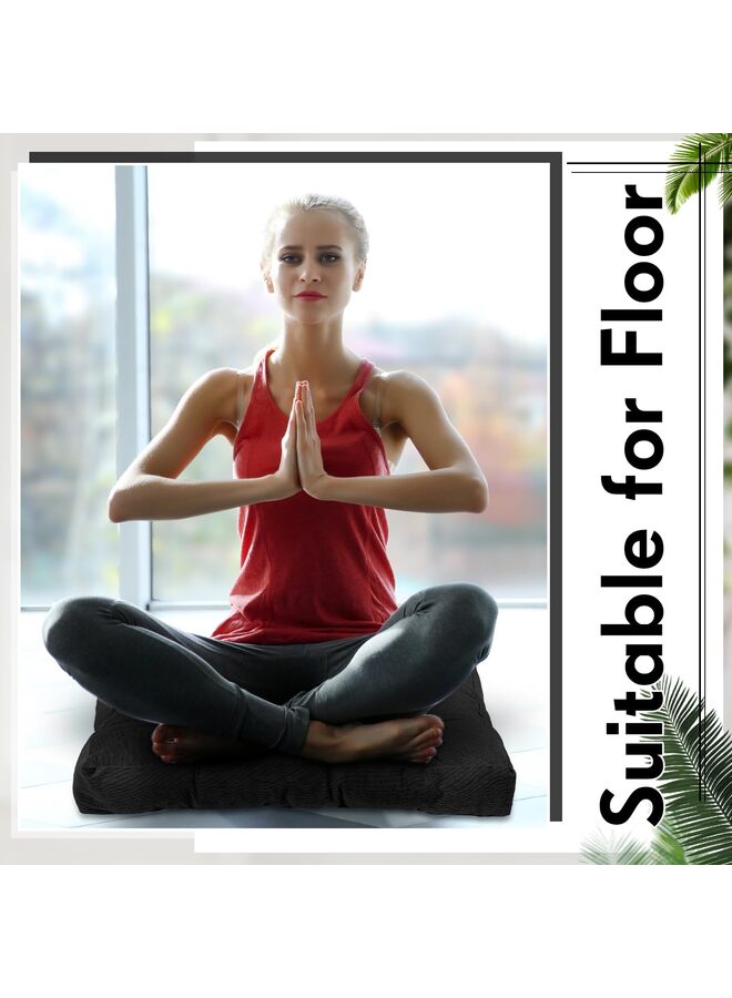 4 وسائد أرضية مربعة مستديرة كبيرة مقاس 22 × 22 بوصة، مثالية للتأمل في الفصول الدراسية، وللكبار، وللنزهات والحفلات، كهدية في عيد الميلاد. - Image 5