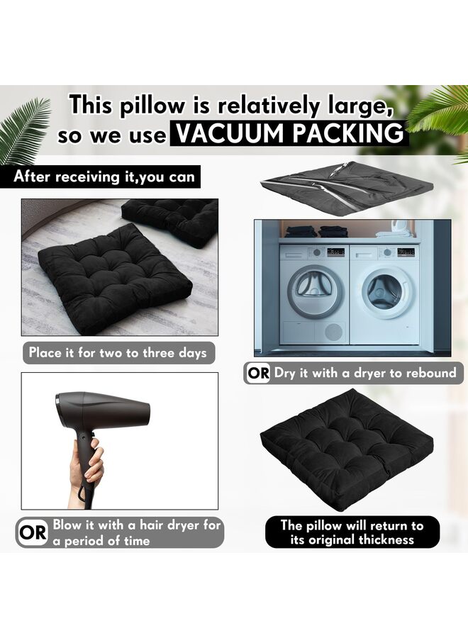 4 وسائد أرضية مربعة مستديرة كبيرة مقاس 22 × 22 بوصة، مثالية للتأمل في الفصول الدراسية، وللكبار، وللنزهات والحفلات، كهدية في عيد الميلاد. - Image 3