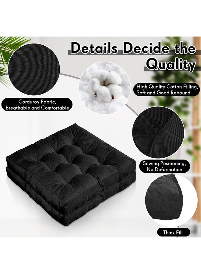 4 وسائد أرضية مربعة مستديرة كبيرة مقاس 22 × 22 بوصة، مثالية للتأمل في الفصول الدراسية، وللكبار، وللنزهات والحفلات، كهدية في عيد الميلاد. - Image 2