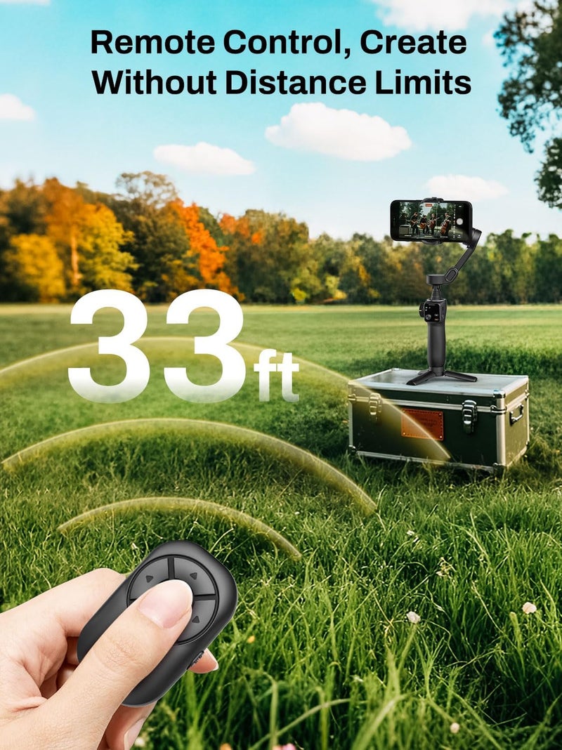 AOCHUAN Smart V8 Gimbal Stabilizer for iPhone with Bluetooth Remote and 7.8” Extension Rod - Image 4