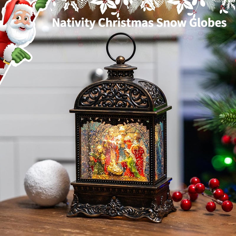 MXwcy Christmas Snow Globes, Manger Snowflake Ball Adoration of The Magi Nativity Scene, Silent Night Music Water Lantern, Holiday Decorations Gifts for Family, Children or Friends - Image 5