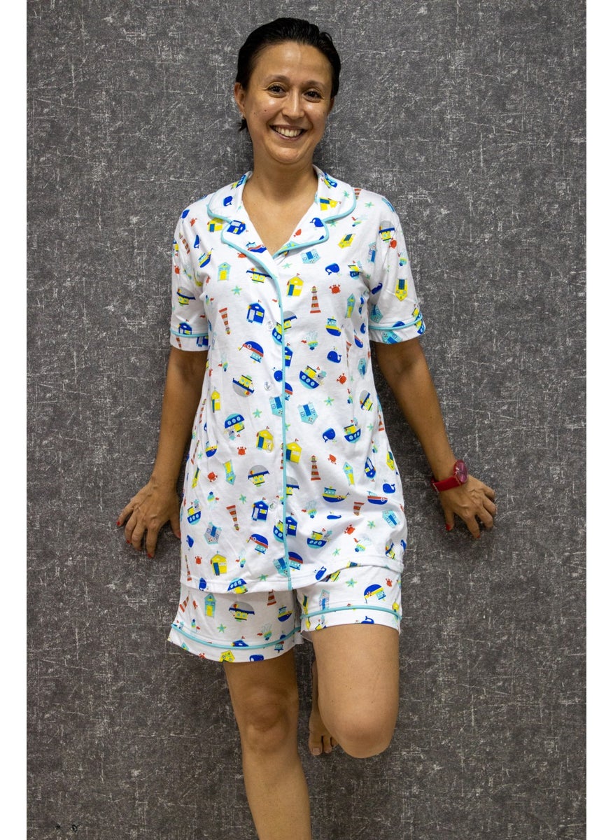 class Cotton Printed Buttoned Pajama Set  - Image 2