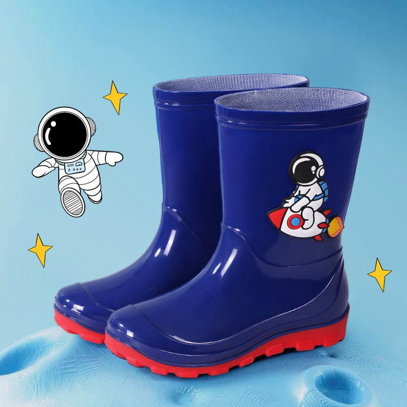 Zhongda Children'S Black Astronaut Rain Boots Children'S Non-Slip Water Boots Play With Water Out Of Boys And Girls Water Boots - Image 1