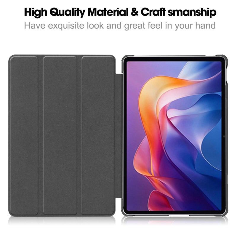 erorex For Xiaomi Redmi Pad 2 Custer Texture 3-Fold Holder Leather Smart Tablet Case(Grey) - Image 4