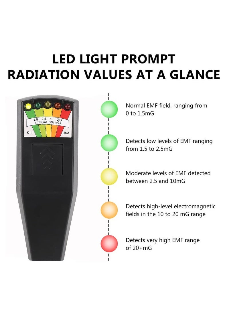 Generic EMF Meter, 5 LED Magnetic Field Detector, K2 Digital Ghost Detecto, Handheld EMF Meter for Office, Home, Ghost Hunting, 50Hz-20,000Hz, Black  - Image 3