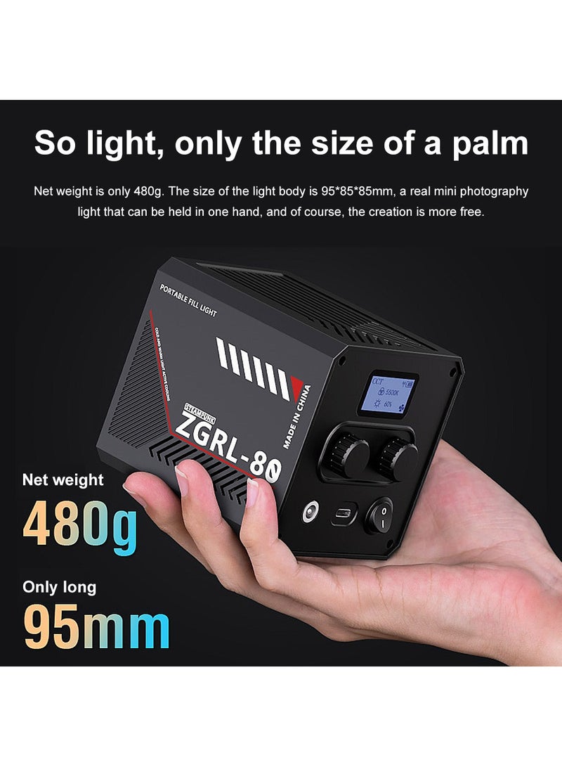 FlashHawk 80W Professional Handheld Photography Light, COB Portable LED Video Light with Softbox and Handheld Tripod, 2500-6500K CRI 96+, 10000mAh Big Battery, Type-C power supply for Video Shooting, Outdoor Photography - Image 5