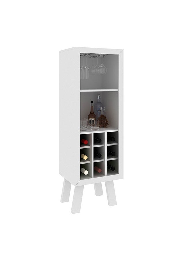 DANUBE HOME Zen Wine Cabinet With Storage Sturdy Home Bar Organiser Cupboard Modern Design Furniture For Dining Room L 44.8x37.5x135 Cm White  - Image 4
