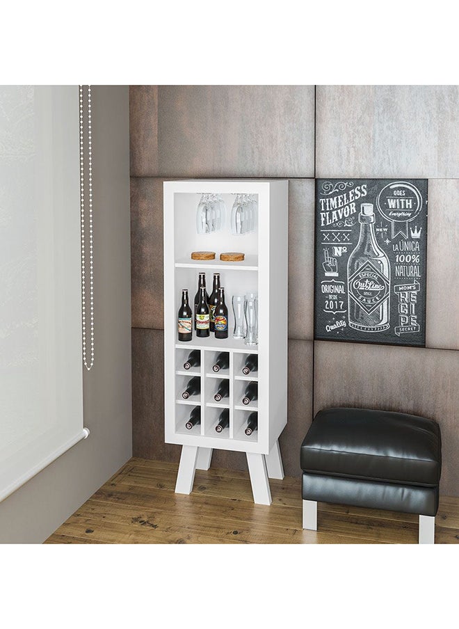 DANUBE HOME Zen Wine Cabinet With Storage Sturdy Home Bar Organiser Cupboard Modern Design Furniture For Dining Room L 44.8x37.5x135 Cm White  - Image 1