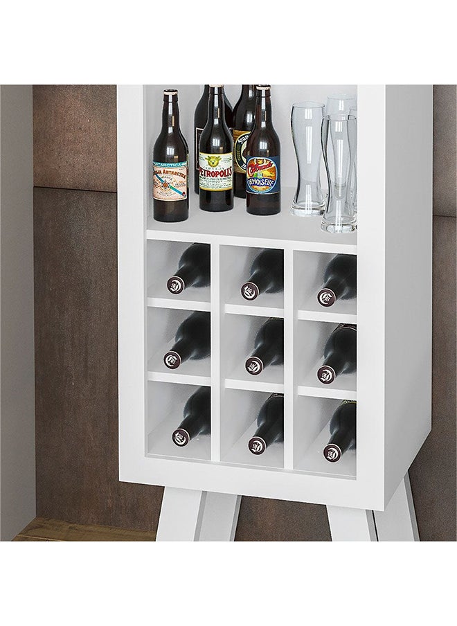 DANUBE HOME Zen Wine Cabinet With Storage Sturdy Home Bar Organiser Cupboard Modern Design Furniture For Dining Room L 44.8x37.5x135 Cm White  - Image 3