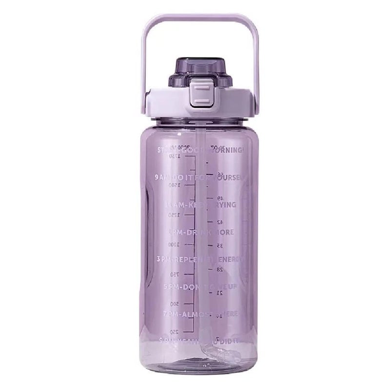 HaRvic HaRvic Water Bottle with Straw Motivational Water Bottle Gym Water Bottle Sports Water Bottles 2 Liter Unbreakable Shaker with Portable Wide Mouth Travel Bottle Nontoxic Sipper Water Bottle Purple  - Image 1