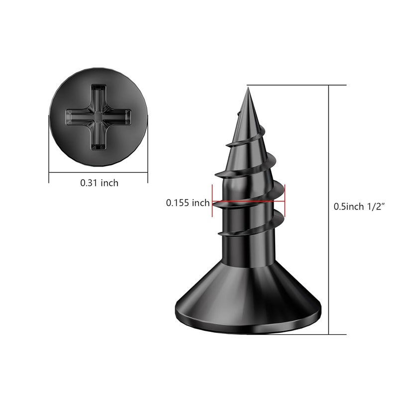 Wensilon Store (800Pcs) #8x1/2 Black Wood Screw Quick Metal Self Tapping Flat Head - Image 2