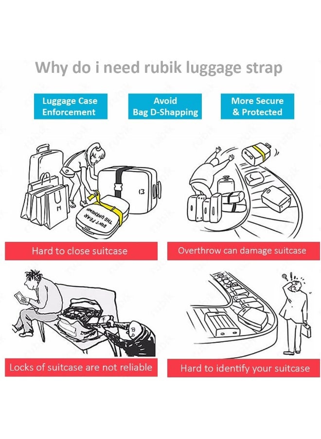 Rubik - Cross Luggage Strap with Password, 150 Inch Adjustable Heavy Duty Travel Packing Belt for Bag Baggage Suitcase Safety (1 Pack) Blue - Image 1