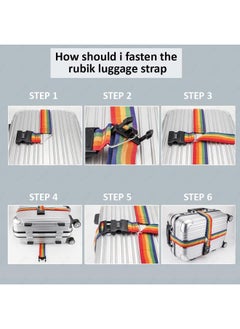 Rubik Cross Luggage Strap with Password, 150 Inch Adjustable Heavy Duty Travel Packing Belt for Bag Baggage Suitcase Safety (1 Pack) Blue  - Image 4
