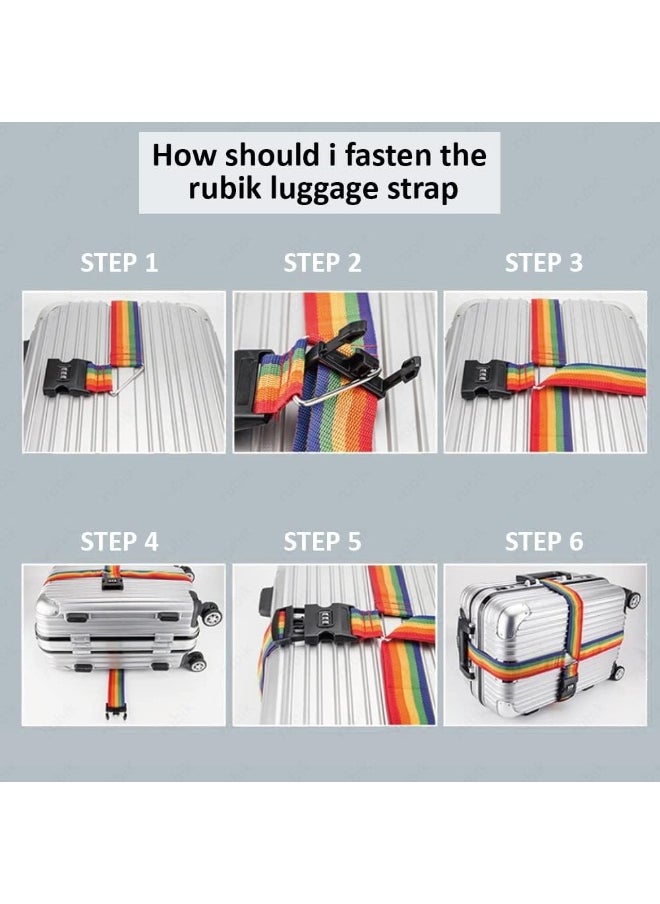 Rubik - Cross Luggage Strap with Password, 150 Inch Adjustable Heavy Duty Travel Packing Belt for Bag Baggage Suitcase Safety (1 Pack) Blue - Image 1