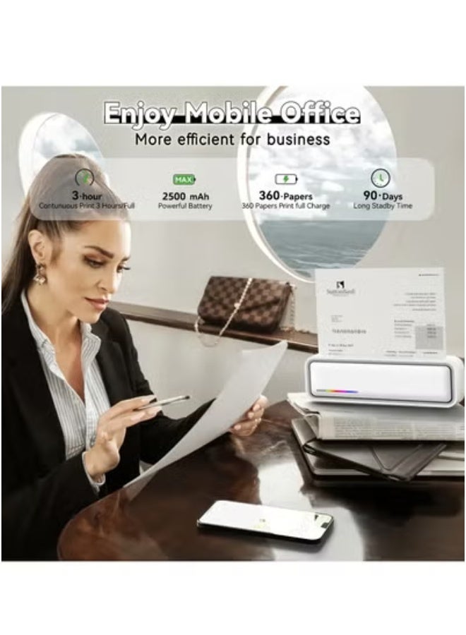 طابعة محمولة لاسلكية، بدون حبر، تدعم ورق اللف، ورق الملصقات الأسود، ورق الوشم - Image 4
