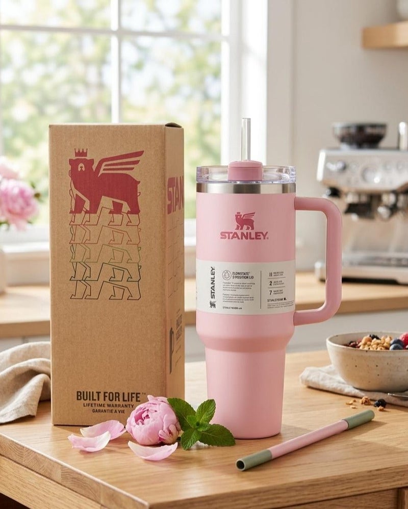 Stanley Stainless Steel Mug, (40 OZ) Stainless Steel Mug with Straw and Handle, Insulated Mug with Lid Travel Mug, Stainless Steel Coffee Mug for Hot Iced Drinks, Travel Mug with Handle - Image 1