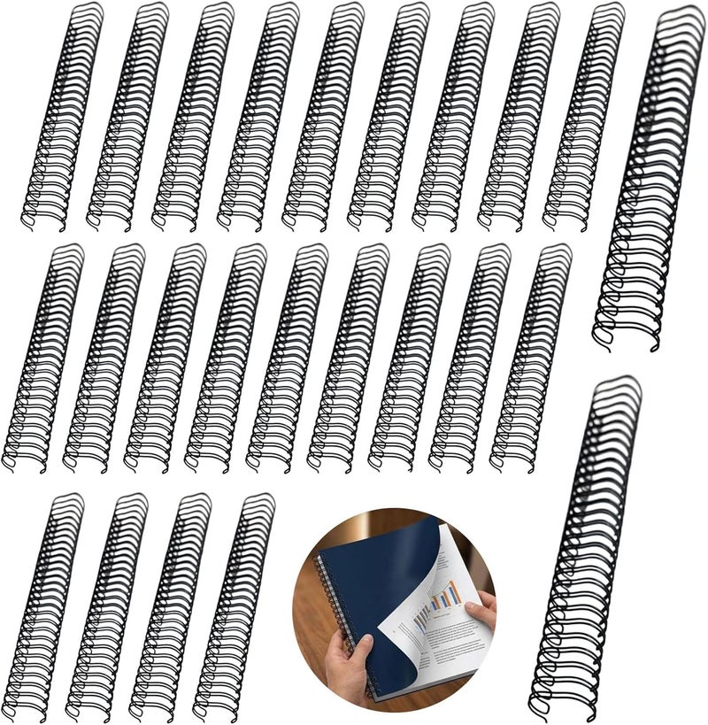 100 Pcs Black 34-Hole Twin-Loop Binding Wire 9/16 in 14.3mm Metal Rings, 3:1 Pitch Dual Coil Spines for Notebooks Calendars Documents, Holds About 120 A4 Paper - Image 2