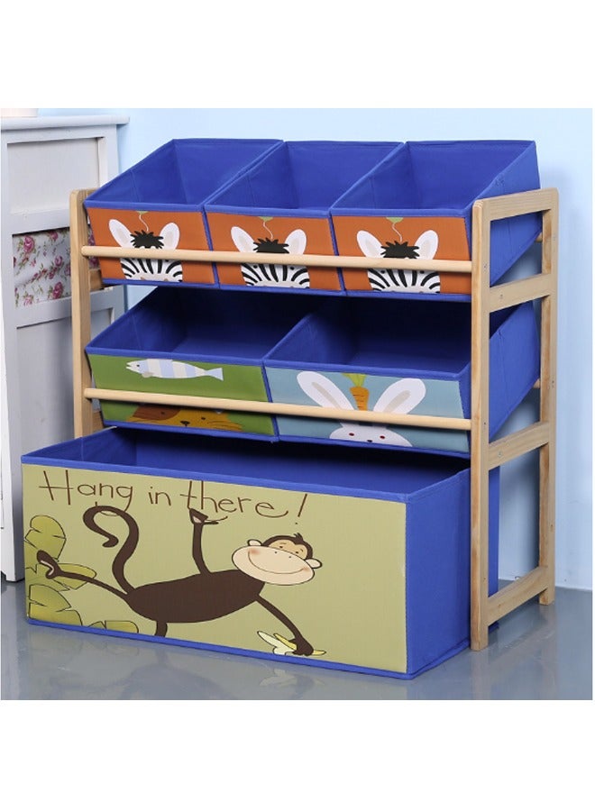 Beauenty Solid Wood Toy Organizer Rack With 6 Toy Storage Bins Multi Bins Toy Storage For Nursery Kids Baby Can Be Placed In The Living Room Kids Room - Image 1