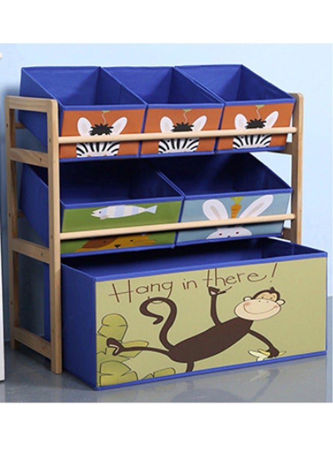 Beauenty Solid Wood Toy Organizer Rack With 6 Toy Storage Bins Multi Bins Toy Storage For Nursery Kids Baby Can Be Placed In The Living Room Kids Room - Image 2