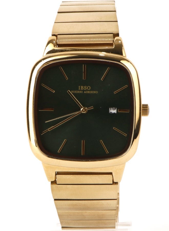 IBSO "IBSO Men's Wristwatch with Gold Strap and Elegant Olive Green Dial - Classic Luxury Design with Date Display" - Image 2