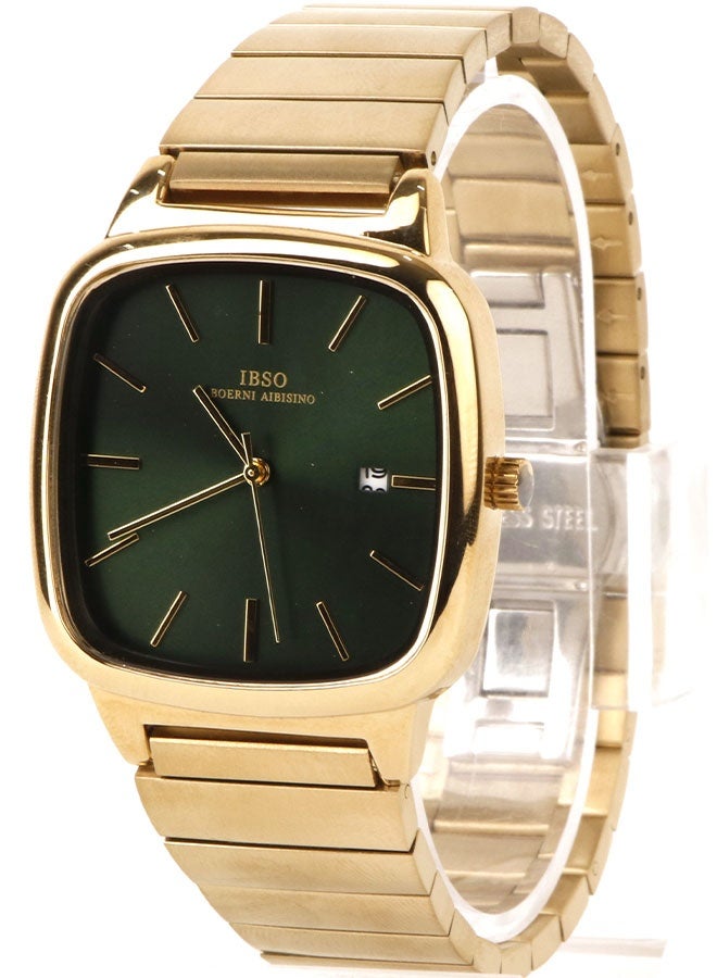 IBSO "IBSO Men's Wristwatch with Gold Strap and Elegant Olive Green Dial - Classic Luxury Design with Date Display" - Image 3