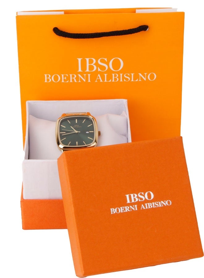 IBSO "IBSO Men's Wristwatch with Gold Strap and Elegant Olive Green Dial - Classic Luxury Design with Date Display" - Image 5