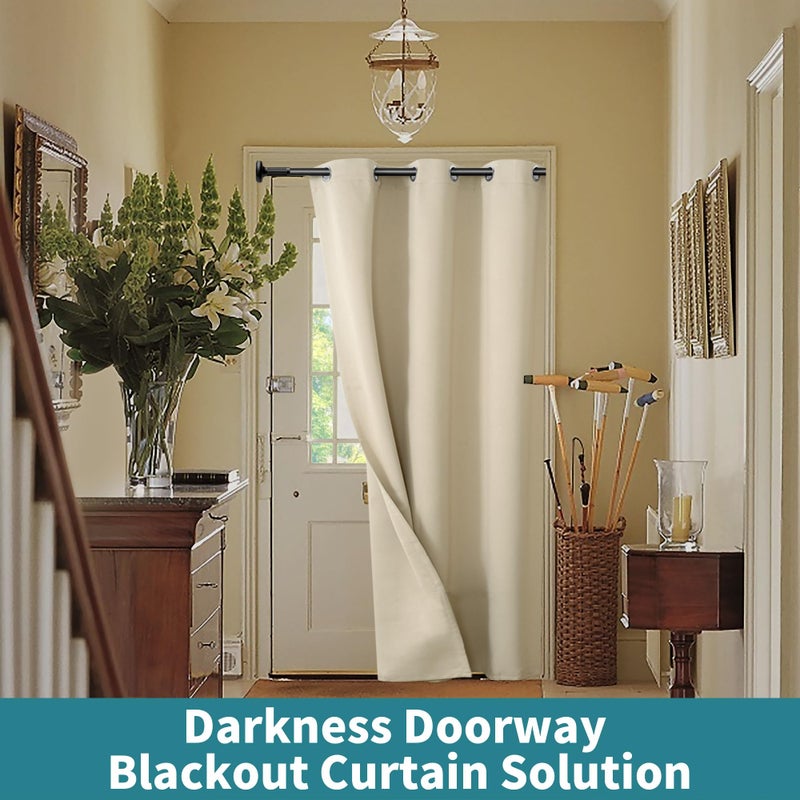 BGment Beige Door Curtain 80 Inch Length for Doorway, Bedroom Closet Curtain, Privacy Thermal Insulated Blackout Grommet Room Divider for Room Separation, 1 Panel, 34 Inch Wide - Image 4