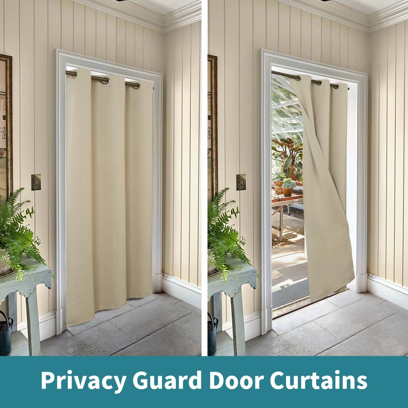 BGment Beige Door Curtain 80 Inch Length for Doorway, Bedroom Closet Curtain, Privacy Thermal Insulated Blackout Grommet Room Divider for Room Separation, 1 Panel, 34 Inch Wide - Image 5