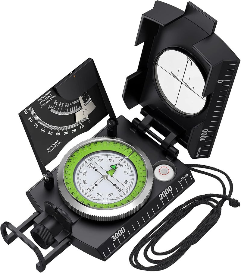 IP65 Hiking Compass with Sighting Clinometer Professional Military Compass Metal Camping Compass Waterproof with Carry Bag for Camping Hunting Hiking Geology Activities - Image 1