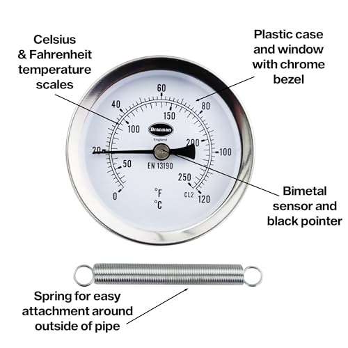 Brannan Clip on Pipe Clamp HVAC Thermometer - Clip on Thermometer Pipe Temperature Gauge for Measuring Temperatures of HVAC Hot Water Pipes and Radiators - Image 4