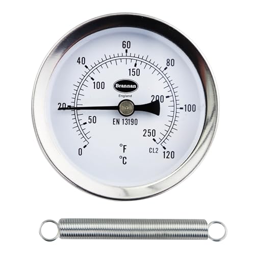Brannan Clip on Pipe Clamp HVAC Thermometer - Clip on Thermometer Pipe Temperature Gauge for Measuring Temperatures of HVAC Hot Water Pipes and Radiators - Image 1