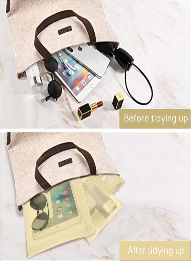 EASYFUN Mesh Pouch, Make up Bag with Zipper Cosmetic Organizer Pouch for Daily or Travel to Keep Small Items, 4 PCS Champagne - Image 5