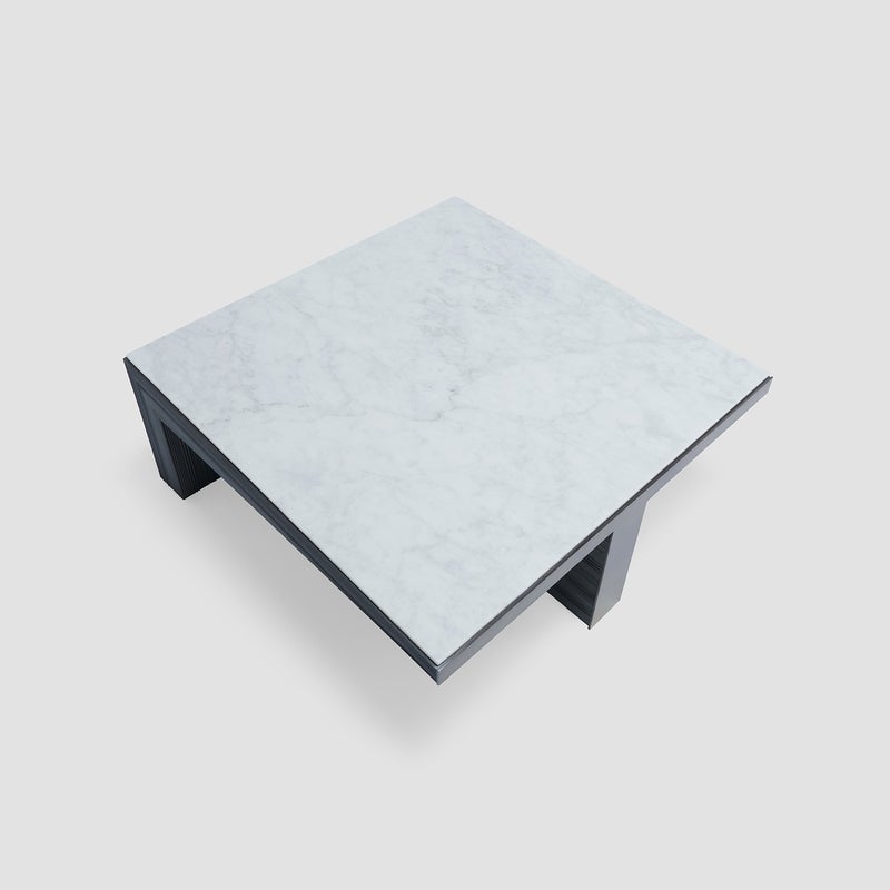 AL HUZAIFA FURNITURE Overlie Coffee Table, Top With Italian White Carrara Marble - Image 2