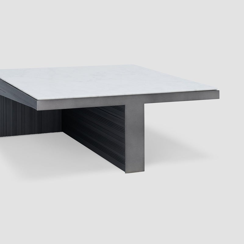 AL HUZAIFA FURNITURE Overlie Coffee Table, Top With Italian White Carrara Marble - Image 3