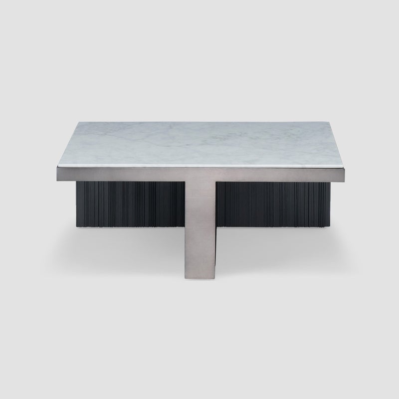 AL HUZAIFA FURNITURE Overlie Coffee Table, Top With Italian White Carrara Marble - Image 1