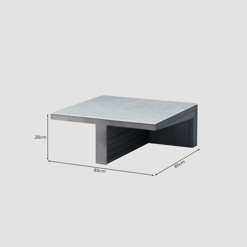 AL HUZAIFA FURNITURE Overlie Coffee Table, Top With Italian White Carrara Marble - Image 4
